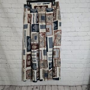 American Vtg Related Accents Lg Maxi Skirt Pleated Southwestern Boho Folk Ibiza